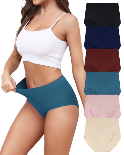 Levao Nahtlos Slips Unterhosen Damen Hohe Taille Seamless Unterwäsche Frauen High Waist Bikini Bequeme No Show Panties Mehrpack 6er Pack S-XXL von Levao