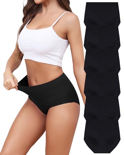 Levao Nahtlos Slips Unterhosen Damen Hohe Taille Seamless Unterwäsche Frauen High Waist Bikini Bequeme No Show Panties Mehrpack 6er Pack S-XXL von Levao