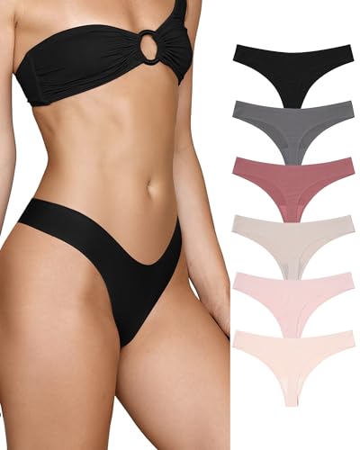 LEVAO Seamless String Tanga Damen Nahtlose Hipster Unterwäsche Panties Frauen Niedrige Taille Weich Unterhosen Set Bequem Dessous Mehrfarbig S-XL von LEVAO