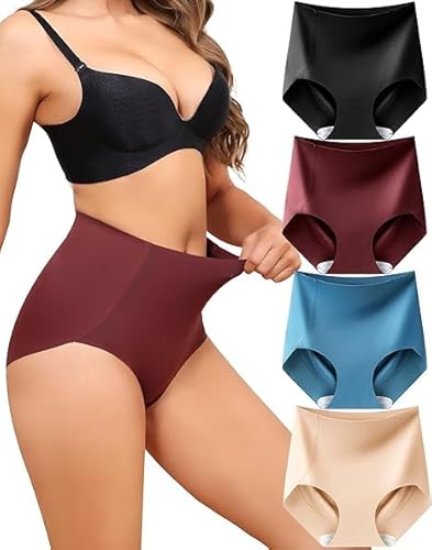Levao Shapewear Damen Bauchweg Unterhose Hohe Taille Nahtlos Figurformende Taillenslip Atmungsaktive High Waist Unterwäsche Frauen 4er Pack S-XXL von Levao