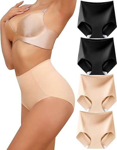 Levao Shapewear Damen Bauchweg Unterhose Hohe Taille Nahtlos Figurformende Taillenslip Atmungsaktive High Waist Unterwäsche Frauen 4er Pack S-XXL von Levao