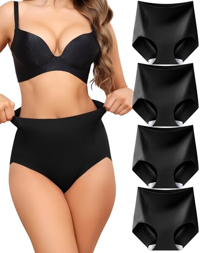 Levao Shapewear Damen Bauchweg Unterhose Hohe Taille Nahtlos Figurformende Taillenslip Atmungsaktive High Waist Unterwäsche Frauen 4er Pack S-XXL von Levao