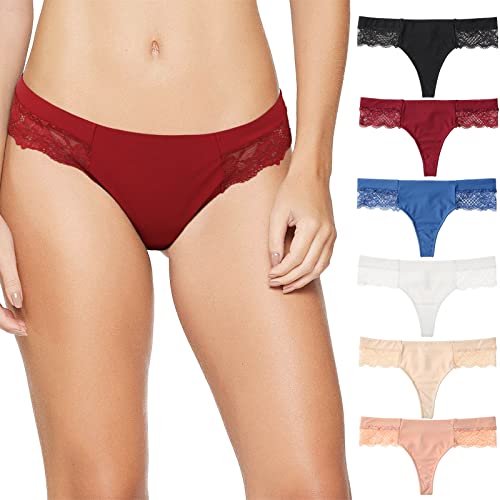 Levao Strings Tangas für Damen Spitze, G String Frauen Brazilian Slip Niedrige Taille Thongs Unterwäsche Multipack M von Levao