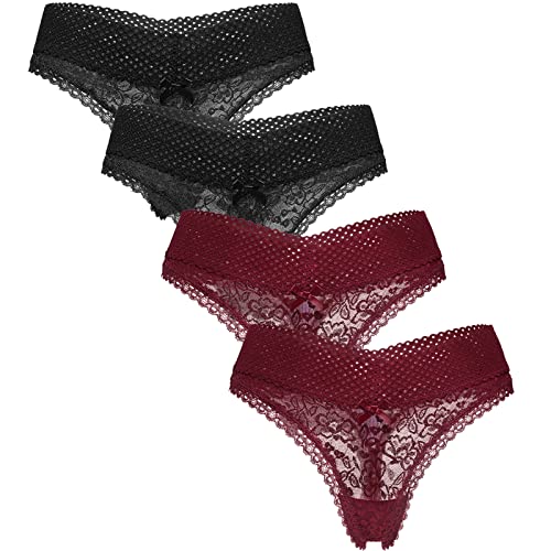 LEVAO Tanga Damen Strings Sanft Slip Unterwäsche Dessous Thong Tangaslip Panty mit Spitze von LEVAO