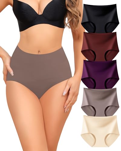 Levao Unterhosen Damen, Seamless Slips Damen Nahtlose Unterwäsche Frauen Hohe Taille Stretch Bequeme Panties Ohne Naht Atmungsaktiv Invisible Mehrpack, 5er Pack(S-XXL) von Levao