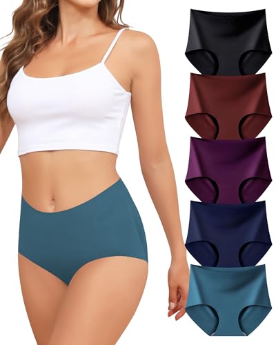 Levao Unterhosen Damen, Seamless Slips Damen Nahtlose Unterwäsche Frauen Hohe Taille Stretch Bequeme Panties Ohne Naht Atmungsaktiv Invisible Mehrpack, 5er Pack(S-XXL) von Levao