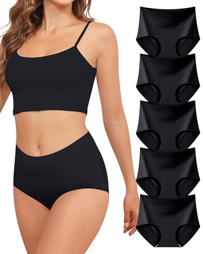 Levao Unterhosen Damen, Seamless Slips Damen Nahtlose Unterwäsche Frauen Hohe Taille Stretch Bequeme Panties Ohne Naht Atmungsaktiv Invisible Mehrpack, 5er Pack(S-XXL) von Levao