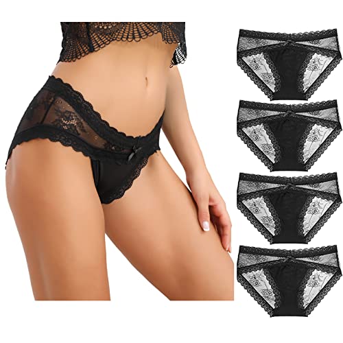 Levao Unterhosen Damen Spitze Panties Slip Ultra Soft Unterhose Bikinis Niedrige Taille Unterwäsche Mehrpack S-2XL von Levao