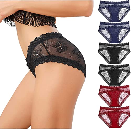 Levao Unterhosen Damen Spitze Panties Slip Ultra Soft Unterhose Bikinis Niedrige Taille Unterwäsche Mehrpack S-2XL von Levao