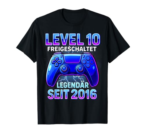 Level 10 Birthday Boy Gamer Funny 2016 10er Birthday T-Shirt Level 10 Birthday Boy Gamer Funny 2016 10er Birthday T-Shirt von Level 10 Freigeschaltet Geburtstag Deko