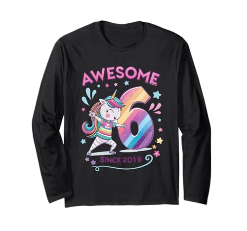 Mädchen 6. Geburtstag Einhorn Mottoparty Kinder 2025 Langarmshirt Mädchen 6. Geburtstag Einhorn Mottoparty Kinder 2025 Langarmshirt von Level 6 Gamer Girl Birthday Outfit Age Six Unicorn