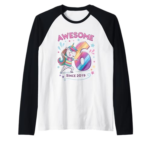Mädchen 6. Geburtstag Einhorn Mottoparty Kinder 2025 Raglan Mädchen 6. Geburtstag Einhorn Mottoparty Kinder 2025 Raglan von Level 6 Gamer Girl Birthday Outfit Age Six Unicorn