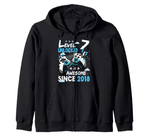 7. Geburtstag Jungen Level 7 freigeschaltet 7 Jahre alter Videospieler Kapuzenjacke 7. Geburtstag Jungen Level 7 freigeschaltet 7 Jahre alter Videospieler Kapuzenjacke von Level 7 Unlocked 7th Birthday Video Gaming
