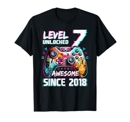 Videospiel Level 7: Videospieler zum 7. Geburtstag, für Jungen freigeschaltet T-Shirt von Level 7 Unlocked Video Game Birthday