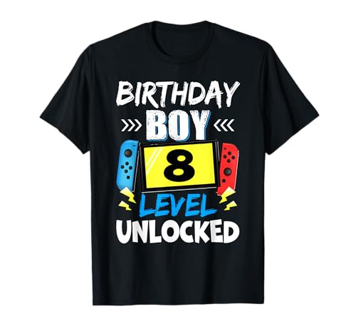 Level 8 Unlocked Videospiel zum 8. Geburtstag, Gamer für Jungen und Kinder T-Shirt Level 8 Unlocked Videospiel zum 8. Geburtstag, Gamer für Jungen und Kinder T-Shirt von Level 8 Unlocked Video Game 8th Birthday Boy