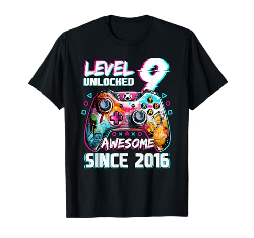Videospiel zum 9. Geburtstag, Level 9, freigeschaltet, Videospieler für Jungen T-Shirt Videospiel zum 9. Geburtstag, Level 9, freigeschaltet, Videospieler für Jungen T-Shirt von Level 9 Unlocked Video Game Birthday