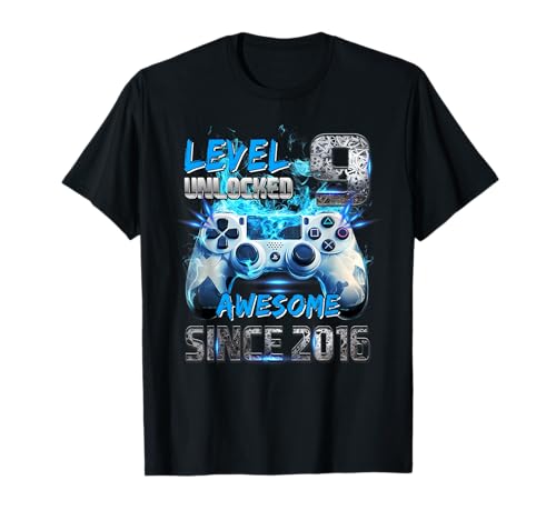 Level 9 freigeschaltet Fantastisch seit 2016 9 Birthday Boy T-Shirt Level 9 freigeschaltet Fantastisch seit 2016 9 Birthday Boy T-Shirt von Level 9 Video Game 9th Birthday Gamer
