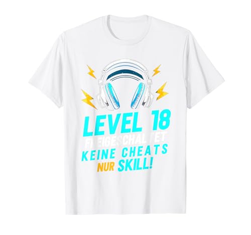 Level 18 Freigeschaltet Gaming 18 Jahre Alt Nur Skill Männer T-Shirt von Level Gaming Retro Skill Gamer Jungs Geschenk