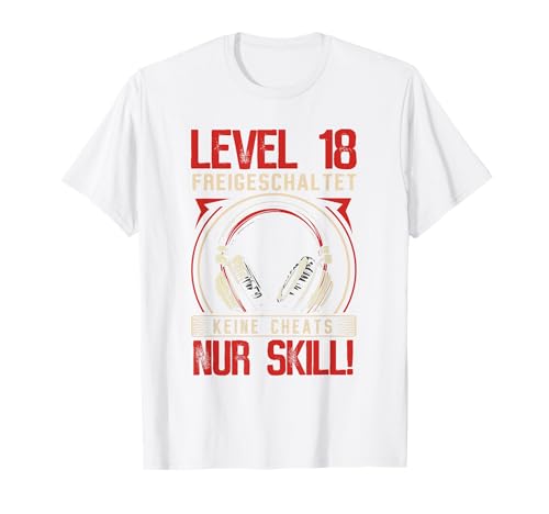 Level 18 Freigeschaltet Gaming 18 Jahre Alt Nur Skill Männer T-Shirt von Level Gaming Retro Skill Gamer Jungs Geschenk