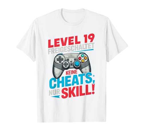 Level 19 Freigeschaltet Gaming 19 Jahre Alt Nur Skill Männer T-Shirt von Level Gaming Retro Skill Gamer Jungs Geschenk