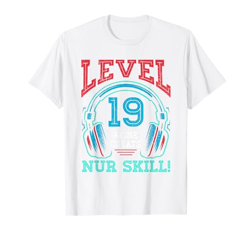Level 19 Freigeschaltet Gaming 19 Jahre Alt Nur Skill Männer T-Shirt von Level Gaming Retro Skill Gamer Jungs Geschenk