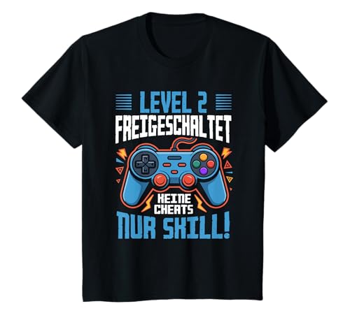 Level 2 Freigeschaltet Gaming 2 Jahre Alt Nur Skill Jungs T-Shirt von Level Gaming Retro Skill Gamer Jungs Geschenk