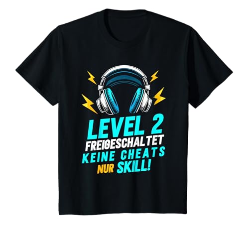 Level 2 Freigeschaltet Gaming 2 Jahre Alt Nur Skill Jungs T-Shirt von Level Gaming Retro Skill Gamer Jungs Geschenk