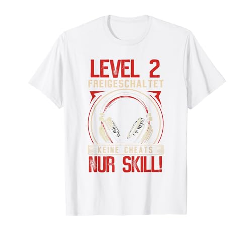 Level 2 Freigeschaltet Gaming 2 Jahre Alt Nur Skill Jungs T-Shirt von Level Gaming Retro Skill Gamer Jungs Geschenk