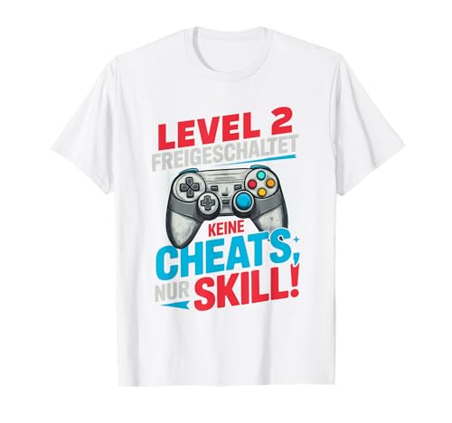 Level 2 Freigeschaltet Gaming 2 Jahre Alt Nur Skill Jungs T-Shirt von Level Gaming Retro Skill Gamer Jungs Geschenk