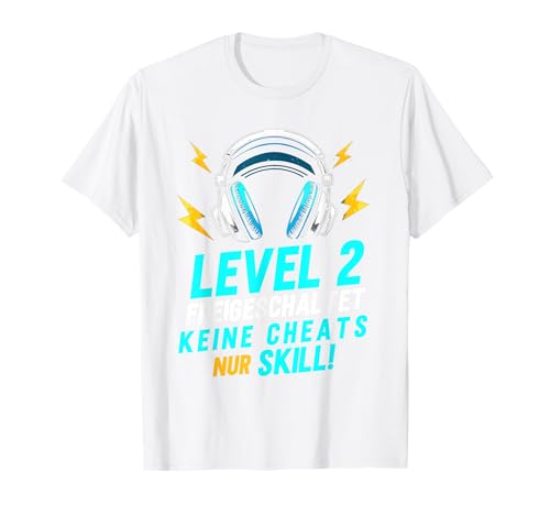 Level 2 Freigeschaltet Gaming 2 Jahre Alt Nur Skill Jungs T-Shirt von Level Gaming Retro Skill Gamer Jungs Geschenk
