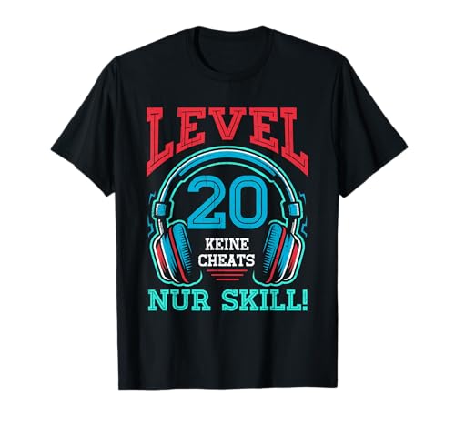 Level 20 Freigeschaltet Gaming 20 Jahre Alt Nur Skill Männer T-Shirt von Level Gaming Retro Skill Gamer Jungs Geschenk