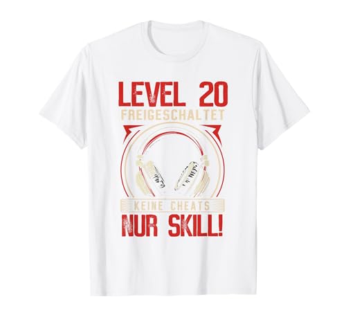Level 20 Freigeschaltet Gaming 20 Jahre Alt Nur Skill Männer T-Shirt von Level Gaming Retro Skill Gamer Jungs Geschenk