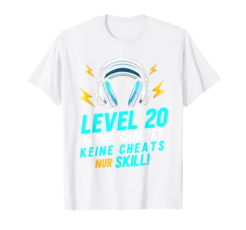 Level 20 Freigeschaltet Gaming 20 Jahre Alt Nur Skill Männer T-Shirt von Level Gaming Retro Skill Gamer Jungs Geschenk