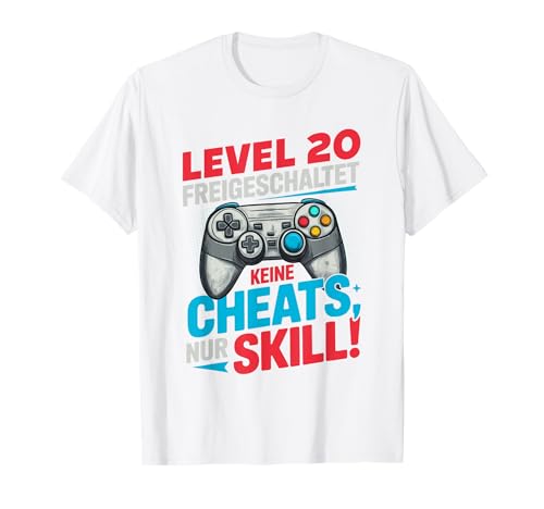 Level 20 Freigeschaltet Gaming 20 Jahre Alt Nur Skill Männer T-Shirt von Level Gaming Retro Skill Gamer Jungs Geschenk
