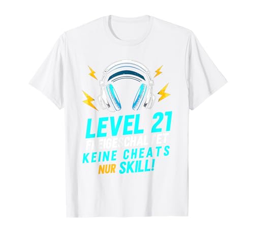 Level 21 Freigeschaltet Gaming 21 Jahre Alt Nur Skill Männer T-Shirt von Level Gaming Retro Skill Gamer Jungs Geschenk