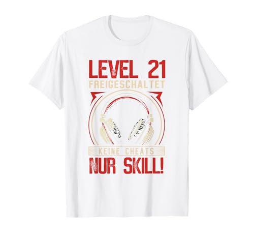Level 21 Freigeschaltet Gaming 21 Jahre Alt Nur Skill Männer T-Shirt von Level Gaming Retro Skill Gamer Jungs Geschenk