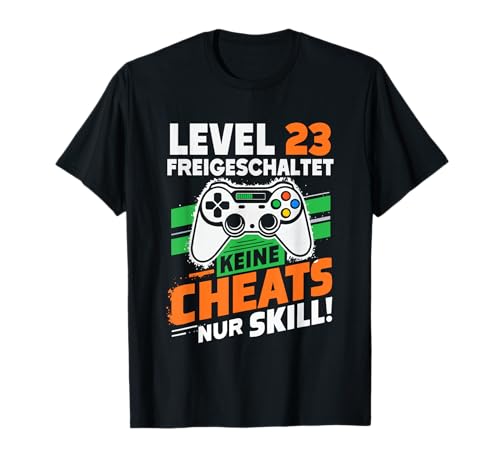 Level 23 Freigeschaltet Gaming 23 Jahre Alt Nur Skill Männer T-Shirt von Level Gaming Retro Skill Gamer Jungs Geschenk