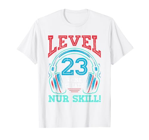 Level 23 Freigeschaltet Gaming 23 Jahre Alt Nur Skill Männer T-Shirt von Level Gaming Retro Skill Gamer Jungs Geschenk