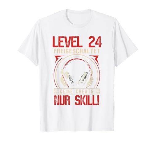 Level 24 Freigeschaltet Gaming 24 Jahre Alt Nur Skill Männer T-Shirt von Level Gaming Retro Skill Gamer Jungs Geschenk