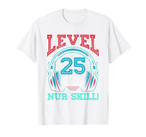 Level 25 Freigeschaltet Gaming 25 Jahre Alt Nur Skill Männer T-Shirt von Level Gaming Retro Skill Gamer Jungs Geschenk