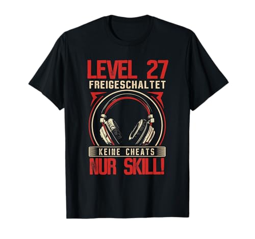 Level 27 Freigeschaltet Gaming 27 Jahre Alt Nur Skill Männer T-Shirt von Level Gaming Retro Skill Gamer Jungs Geschenk