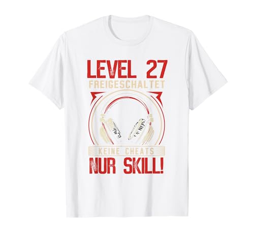 Level 27 Freigeschaltet Gaming 27 Jahre Alt Nur Skill Männer T-Shirt von Level Gaming Retro Skill Gamer Jungs Geschenk