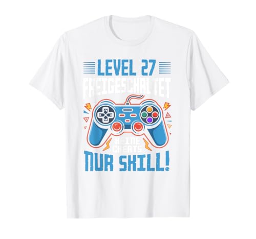 Level 27 Freigeschaltet Gaming 27 Jahre Alt Nur Skill Männer T-Shirt von Level Gaming Retro Skill Gamer Jungs Geschenk