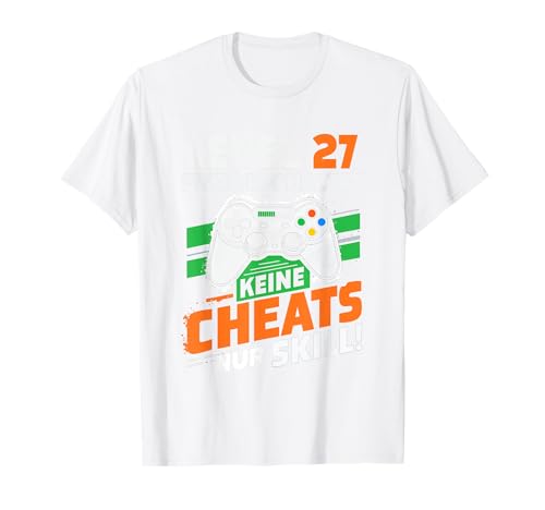 Level 27 Freigeschaltet Gaming 27 Jahre Alt Nur Skill Männer T-Shirt von Level Gaming Retro Skill Gamer Jungs Geschenk