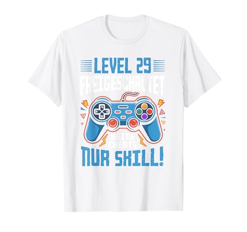 Level 29 Freigeschaltet Gaming 29 Jahre Alt Nur Skill Männer T-Shirt von Level Gaming Retro Skill Gamer Jungs Geschenk