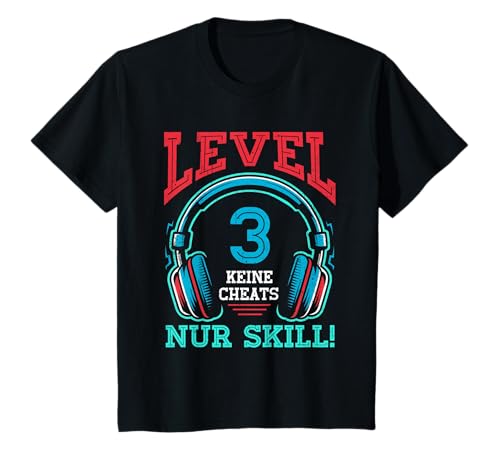 Level 3 Freigeschaltet Gaming 3 Jahre Alt Nur Skill Jungs T-Shirt von Level Gaming Retro Skill Gamer Jungs Geschenk