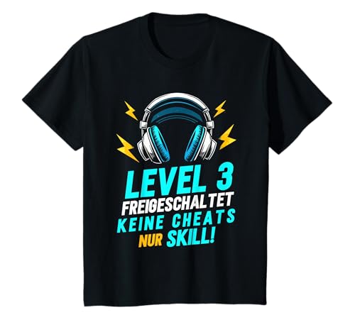 Level 3 Freigeschaltet Gaming 3 Jahre Alt Nur Skill Jungs T-Shirt von Level Gaming Retro Skill Gamer Jungs Geschenk