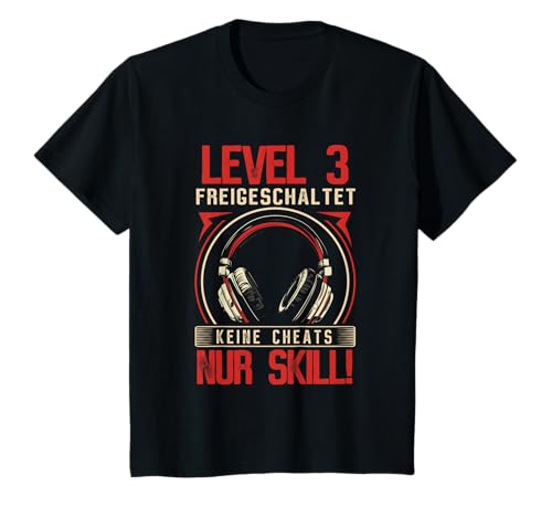 Level 3 Freigeschaltet Gaming 3 Jahre Alt Nur Skill Jungs T-Shirt von Level Gaming Retro Skill Gamer Jungs Geschenk