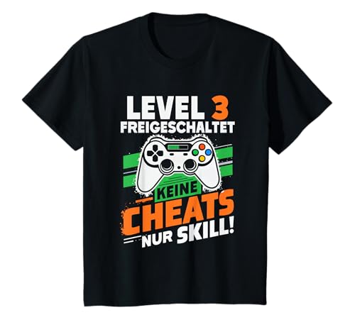 Level 3 Freigeschaltet Gaming 3 Jahre Alt Nur Skill Jungs T-Shirt von Level Gaming Retro Skill Gamer Jungs Geschenk
