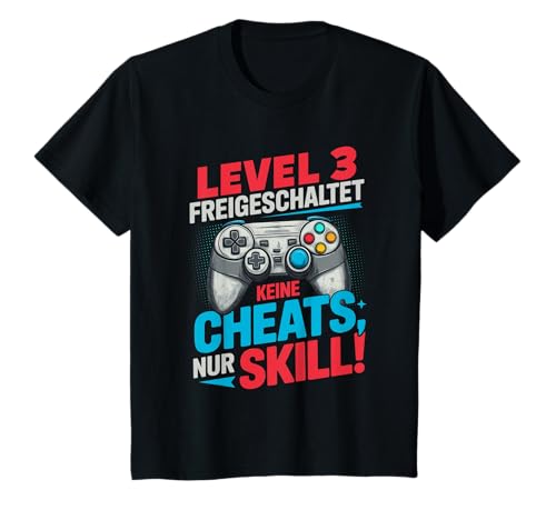 Level 3 Freigeschaltet Gaming 3 Jahre Alt Nur Skill Jungs T-Shirt von Level Gaming Retro Skill Gamer Jungs Geschenk